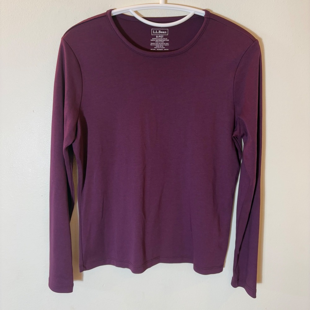 L.L. Bean Long Sleeve Tee Size Small Petite Plum Purple